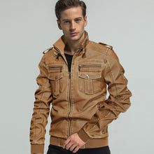 Load image into Gallery viewer, Leather Jacket Men Winter Autumn Windproof