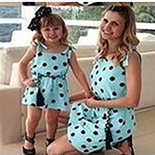 New Mother Daughter Matching Clothes Dot Print Sleeveless