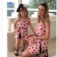 New Mother Daughter Matching Clothes Dot Print Sleeveless