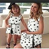 New Mother Daughter Matching Clothes Dot Print Sleeveless