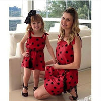 New Mother Daughter Matching Clothes Dot Print Sleeveless