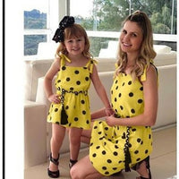 New Mother Daughter Matching Clothes Dot Print Sleeveless