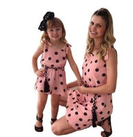 New Mother Daughter Matching Clothes Dot Print Sleeveless