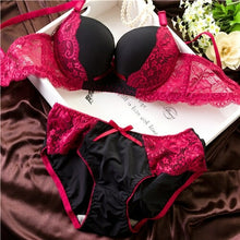 Load image into Gallery viewer, New New Hot Brand women push up Deep V Gather sexy Lace bra sets girl