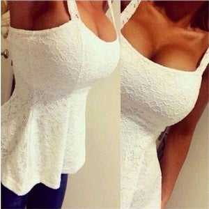 New Plus Size Tops Women Sexy U Neck Vest Sleeveless Tank Top Lace