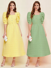 Load image into Gallery viewer, New Product Ladies Fashion French Palace Style Square Neck Puff Sleeve