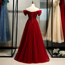 Load image into Gallery viewer, New Sequins Sexy Boat Neck Evening Dress Short Sleeves A Line Floor