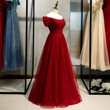 Load image into Gallery viewer, New Sequins Sexy Boat Neck Evening Dress Short Sleeves A Line Floor