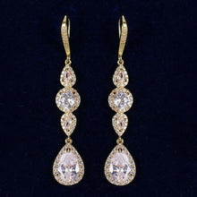 Load image into Gallery viewer, New Slim Zircon Dangle Three Color Earrings Set White Micro Inlay - Sophornlilly