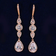 Load image into Gallery viewer, New Slim Zircon Dangle Three Color Earrings Set White Micro Inlay - Sophornlilly