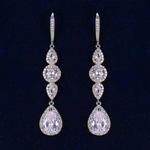 Load image into Gallery viewer, New Slim Zircon Dangle Three Color Earrings Set White Micro Inlay - Sophornlilly
