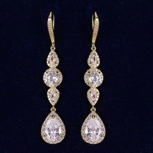 Load image into Gallery viewer, New Slim Zircon Dangle Three Color Earrings Set White Micro Inlay - Sophornlilly