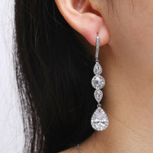 Load image into Gallery viewer, New Slim Zircon Dangle Three Color Earrings Set White Micro Inlay - Sophornlilly