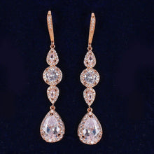 Load image into Gallery viewer, New Slim Zircon Dangle Three Color Earrings Set White Micro Inlay - Sophornlilly