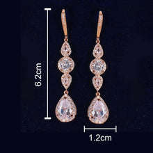 Load image into Gallery viewer, New Slim Zircon Dangle Three Color Earrings Set White Micro Inlay - Sophornlilly