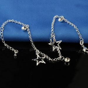 New Small Stars Pendant Bohemia Foot Anklet Sterling Silver Plate