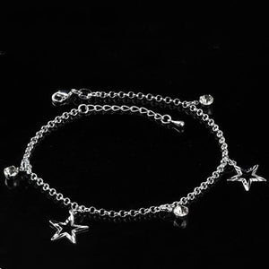 New Small Stars Pendant Bohemia Foot Anklet Sterling Silver Plate