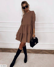 Load image into Gallery viewer, New Spring Autumn Dress Women Elegant O Neck Long Sleeves Multi layer - Sophornlilly