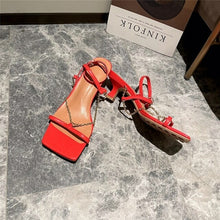 Load image into Gallery viewer, New Summer Chains Narrow Band Sandals For Girls Women Sexy Kitten Heel - Sophornlilly
