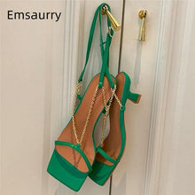 Load image into Gallery viewer, New Summer Chains Narrow Band Sandals For Girls Women Sexy Kitten Heel - Sophornlilly