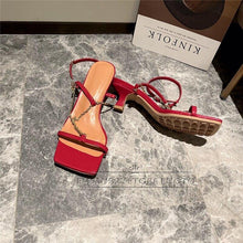 Load image into Gallery viewer, New Summer Chains Narrow Band Sandals For Girls Women Sexy Kitten Heel - Sophornlilly