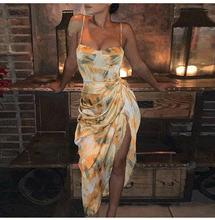 Load image into Gallery viewer, New Summer Dresses Fashion Orange Shirring Irregular - Sophornlilly