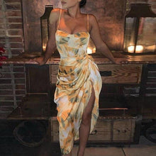 Load image into Gallery viewer, New Summer Dresses Fashion Orange Shirring Irregular - Sophornlilly