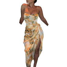 Load image into Gallery viewer, New Summer Dresses Fashion Orange Shirring Irregular - Sophornlilly