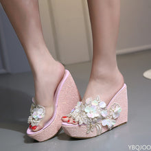 Load image into Gallery viewer, Wedge Sandals Platform Flower Decoration