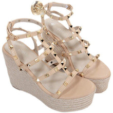Load image into Gallery viewer, New Summer High Heel Wedge Heel Rivet Sandals Women|Middle Heels| - Sophornlilly