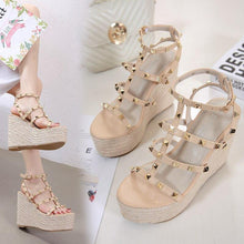 Load image into Gallery viewer, New Summer High Heel Wedge Heel Rivet Sandals Women|Middle Heels| - Sophornlilly
