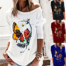 Load image into Gallery viewer, New Summer Printed Butterfly Flower Round Neck Hipster Loose Long