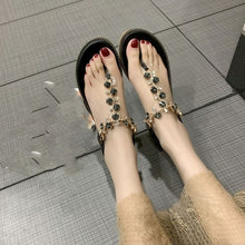 Load image into Gallery viewer, New Summer Women Thong Sandals T type Open Toe Rhinestone Flat Bottom