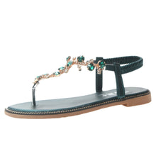 Load image into Gallery viewer, New Summer Women Thong Sandals T type Open Toe Rhinestone Flat Bottom