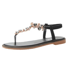 Load image into Gallery viewer, New Summer Women Thong Sandals T type Open Toe Rhinestone Flat Bottom