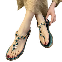 Load image into Gallery viewer, New Summer Women Thong Sandals T type Open Toe Rhinestone Flat Bottom