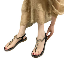 Load image into Gallery viewer, New Summer Women Thong Sandals T type Open Toe Rhinestone Flat Bottom