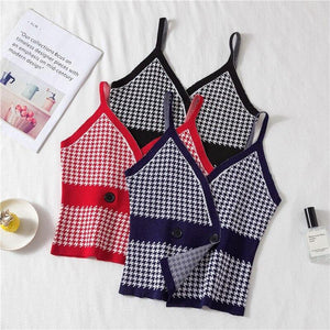 New Summer Womens Vests Luxury Short Style V Collar Knitted Woman Tank - Sophornlilly