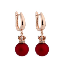 Load image into Gallery viewer, New Trend Exclusive Crown Design 585 Rose Gold Color Drop Earrings