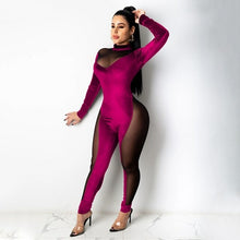 Load image into Gallery viewer, New Women Jumpsuit Sexy Patchwork Turtleneck Romper Long Sleeve See - Sophornlilly