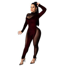 Load image into Gallery viewer, New Women Jumpsuit Sexy Patchwork Turtleneck Romper Long Sleeve See - Sophornlilly