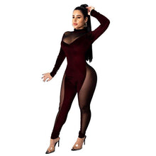 Load image into Gallery viewer, New Women Jumpsuit Sexy Patchwork Turtleneck Romper Long Sleeve See - Sophornlilly