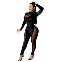 Load image into Gallery viewer, New Women Jumpsuit Sexy Patchwork Turtleneck Romper Long Sleeve See - Sophornlilly