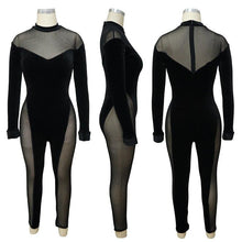 Load image into Gallery viewer, New Women Jumpsuit Sexy Patchwork Turtleneck Romper Long Sleeve See - Sophornlilly