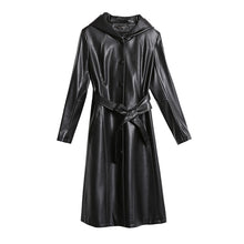 Load image into Gallery viewer, Leather Trench Coat Casual Fashion Hooded