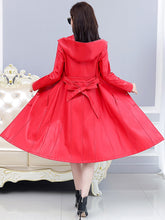 Load image into Gallery viewer, Leather Trench Coat Casual Fashion Hooded
