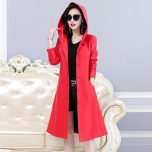 Load image into Gallery viewer, Leather Trench Coat Casual Fashion Hooded