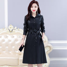 Load image into Gallery viewer, Leather Trench Coat Casual Fashion Hooded