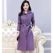 Load image into Gallery viewer, Leather Trench Coat Casual Fashion Hooded