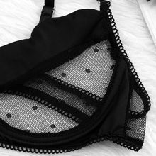Load image into Gallery viewer, New Women Plus Size Lace Lingerie Bra+Thong Underwear Set Black